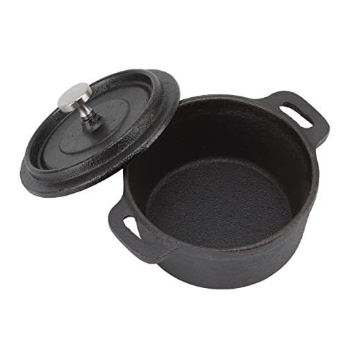 Acouto Small Castn Pot Dutch Oven Cast Iron Pot with Lid - Traditional Double Thickened Insulation Cooking Ergonomic Handle for Baking 7 Quart Capacity Heavy Duty Versatile