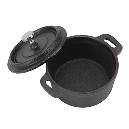 Acouto Small Castn Pot Dutch Oven Cast Iron Pot with Lid - Traditional Double Thickened Insulation Cooking Ergonomic Handle for Baking 7 Quart Capacity Heavy Duty Versatile
