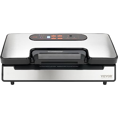 VEVOR Vacuum Sealer Machine, Food Sealer Machine，Dry and Moist Food Storage, Automatic and Manual Air Sealing System with Built-in Cutter, with Seal Bag， External Hose 90Kpa 130W Powerful Dual Pump