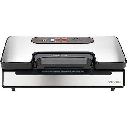 VEVOR Vacuum Sealer Machine, Food Sealer Machine，Dry and Moist Food Storage, Automatic and Manual Air Sealing System with Built-in Cutter, with Seal Bag， External Hose 90Kpa 130W Powerful Dual Pump