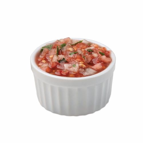 HIC Kitchen Ramekin, Fine Porcelain, For Serving Condiments, Dips, Sauces, And Small Desserts, 2-Ounce Capacity, Set of 6