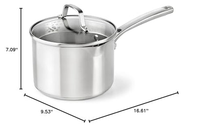 Calphalon Classic Stainless Steel Sauce Pan, 3.5-Quart, Impact-Bonded Aluminum Base, Stay-Cool Handles
