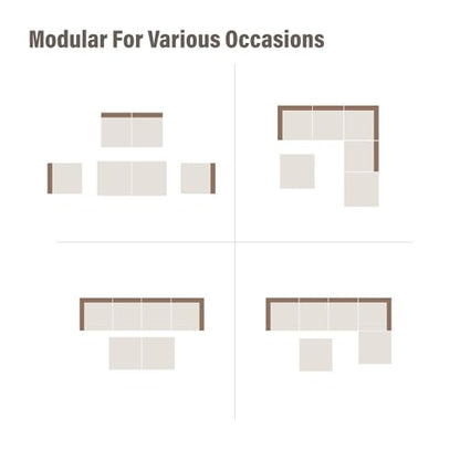 EO Living 8-Piece Patio Furniture Set, Outdoor Sectional Sofa PE Rattan Outdoor Patio Furniture with Thick Cushions, All Weather Patio Conversation Sets for Garden, Poolside, Backyard(Beige)