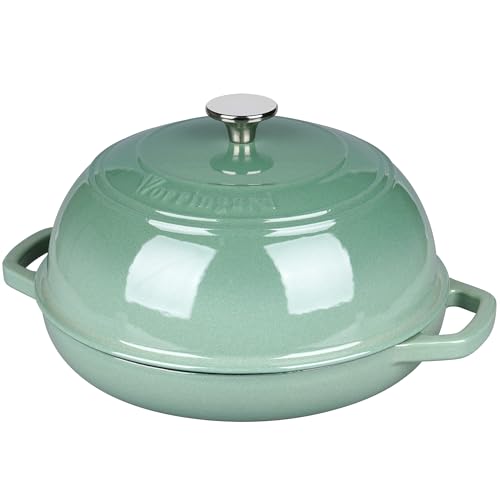VORRINGARD Enameled Cast Iron Dutch Oven Pot with Lid, Bread Oven for Sourdough Bread Baking, Dutch Ovens with Bread Proofing Basket& Baking Supplies Set, 6 Quart, Sage Green