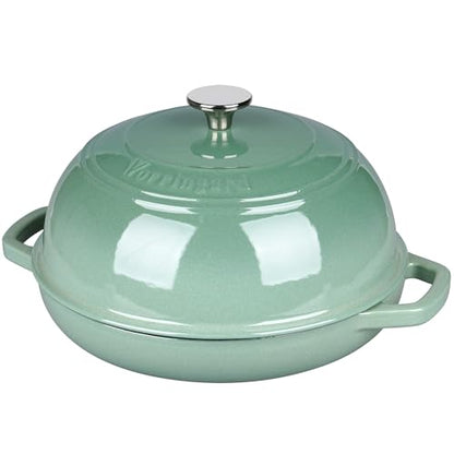 VORRINGARD Enameled Cast Iron Dutch Oven Pot with Lid, Bread Oven for Sourdough Bread Baking, Dutch Ovens with Bread Proofing Basket& Baking Supplies Set, 6 Quart, Sage Green