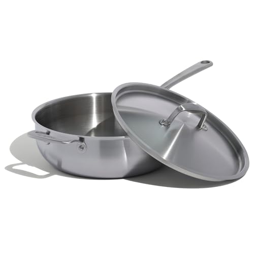Made In Cookware | 5 Quart Stainless Steel Saucier Pan | 5 Ply Stainless Clad | Professional Cookware | Crafted in Italy | Induction Compatible