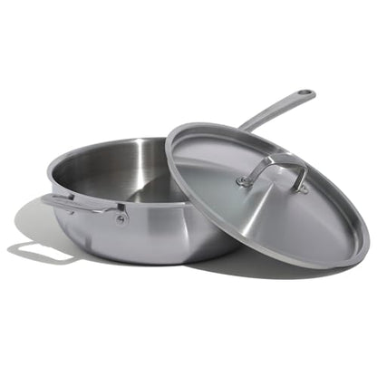 Made In Cookware | 5 Quart Stainless Steel Saucier Pan | 5 Ply Stainless Clad | Professional Cookware | Crafted in Italy | Induction Compatible