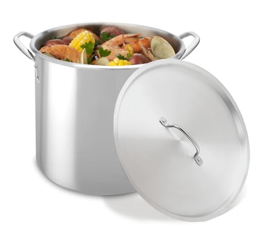 Bene Casa Stainless-Steel Stock Pot with lid, 16-quart capacity stock pot, reinforced bottom stainless-steel stock pot