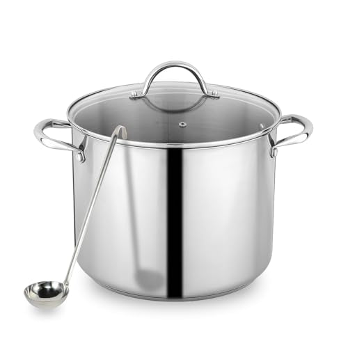 GreatChef Stock Pot Stainless Steel for Cooking Riveted Handle, Heavy Duty Vessel,Induction Compatible All Cooktops in Use, Dishwasher & Oven Safe (14 Quarts)