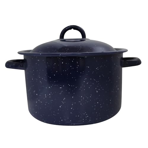6.0qt Enamel Stock Pot, Blue - Non-Stick Enamel Interior, Even Heat Distribution, Stylish & Easy to Clean for Home Kitchen Stewing, Boiling & Serving