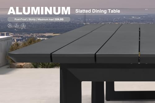 PURPLE LEAF 11-Piece Outdoor Dining Set Aluminum Oversize Patio Furniture Table and Chairs Set with All Weather Thick Cushion Rectangular Patio Dining Sets for Large Backyard Garden Poolside, Grey