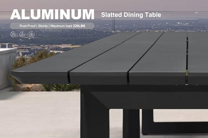PURPLE LEAF 11-Piece Outdoor Dining Set Aluminum Oversize Patio Furniture Table and Chairs Set with All Weather Thick Cushion Rectangular Patio Dining Sets for Large Backyard Garden Poolside, Grey