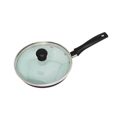 IMUSA 6.3” Gray Speckled Ceramic Mini Fry Pan with Glass Lid – PFAS Free Nonstick Small Skillet for Eggs, Mini Omelets, Crepes & Single Servings, Matte Black Exterior