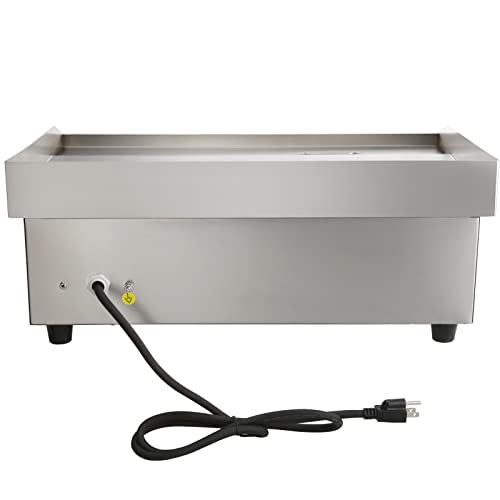 VEVOR Commercial Electric Griddle, 22", 1600W Countertop Flat Top Griddle, Stainless Steel Teppanyaki Grill w/Iron Cooking Plate, 122-572℉ Adjustable Temp Control 2 Shovels & Brushes, 110V