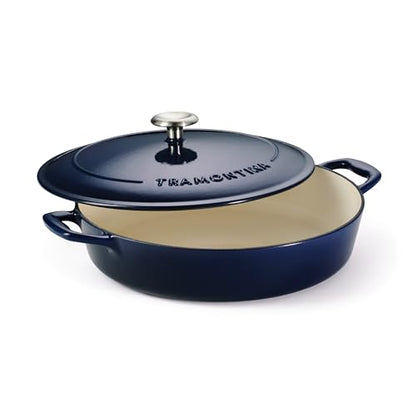Tramontina Bestow Enameled Cast Iron Braiser Pan with Lid, 4-quart, Blue