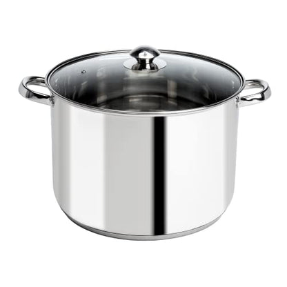 Ecolution Pure Intentions Stock Pot - Features Tempered Glass Lid, Stay-Cool Handles, and Encapsulated Bottom - Oven Safe - Curbside Recyclable Stainless Steel - 12 Quarts