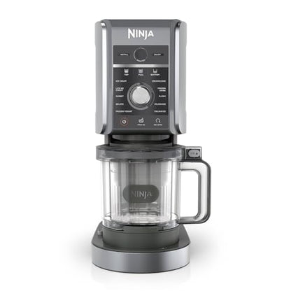 Ninja NC501 CREAMi Deluxe 11-in-1 Ice Cream & Frozen Treat Maker with 2 XL Family Size Pint Containers, Silver (Renewed)