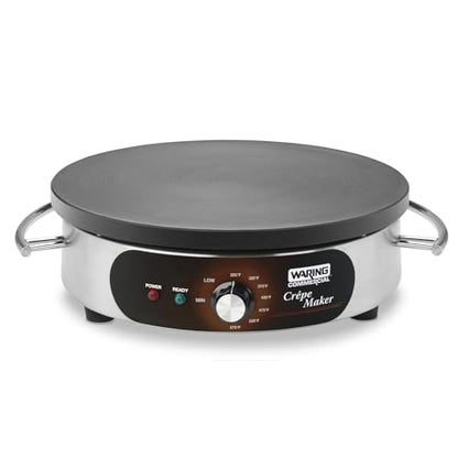 Waring Commercial Crepe Maker, 16" Cast Iron Cooking Surface, 570°F Adjustable Thermostat, for Restaurants & Commercial Kitchens, 120V, WSC160X