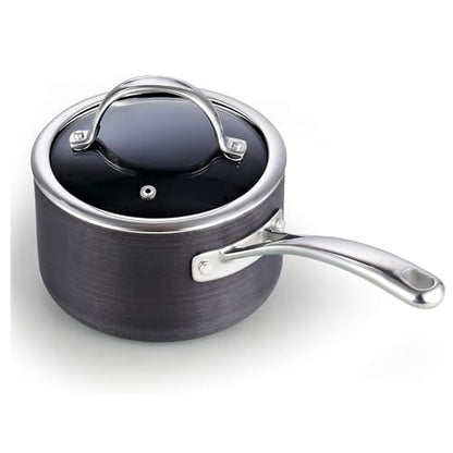 Cooks Standard 2-Quart Hard Anodized Nonstick Saucepan with Lid, Black