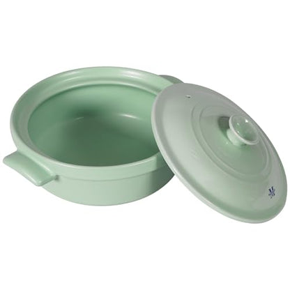 Magnifique 3 Quart Flami Pot with Lid, Natural Clay Pot for Cooking, Non-Toxic PFAS-Free Casserole Dish for Oven & Stovetop, Dutch Oven for Slow Cooking, Baking & Serving, Mint