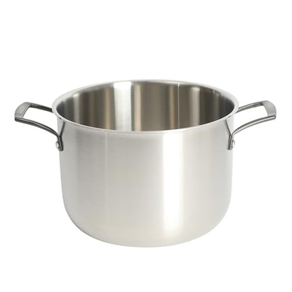 Babish 8 Quart Tri-Ply Stainless Steel Stock Pot with Glass Lid & Black Handles – Dutch Oven, Oven Safe, Dishwasher Safe