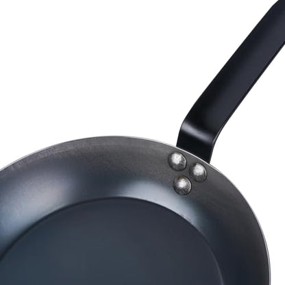 Restaurantware-Met Lux 9 Inch Fry Pan, 1 Lightweight Frying Pan - Induction-Ready, Triple-Riveted, Black Carbon Steel Cooking Skillet, Durable, For Searing, Sauteing, And Browning Food