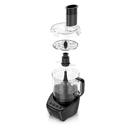 BLACK+DECKER 3-in-1 Easy Assembly 8-Cup Food Processor, Stainless Steel S-Blade, Easy-Clean, Touchpad Controls Black