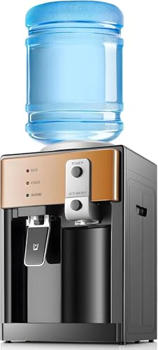 Housiwill Top-Loading Hot & Cold Water Cooler for 1.2–5 Gallon Bottles, Countertop Water Cooler Dispenser with 3 Temperature Settings & Removable Drip Tray, an Essential for Kitchen, Office, & Dorm