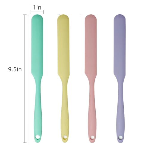 4 Pcs Silicone Jar Spatula Set - Long Handle Sourdough Scraper, Skinny Spatula for Jars, Bottles, and Containers, Non-Stick Heat Resistant Cake Cream Spatulas