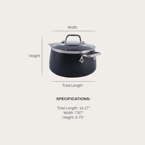 All-Clad HA1 Expert Hard Anodized Nonstick Stock Pot with Lid (4 Qt) For Pasta, Soup, Dishwasher-Safe, Oven-Safe Up to 500°F Compatible with All Stovetops (Gas, Electric & Induction) - Black
