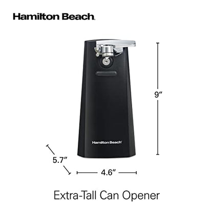 Hamilton Beach Extra-Tall Electric Automatic Can Opener with Easy-Clean Detachable Cutting Lever, Cord Storage, Knife Sharpener, Black (76702)