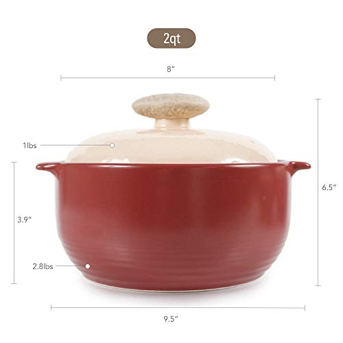 Neoflam Kiesel 2qt Non-Stick Ceramic Casserole Pot, Dutch Oven, Clay Pot, Stockpot For Stew, Soup, Steam, Scratch Resistant, Oven Safe, Heat Resistant, Plum