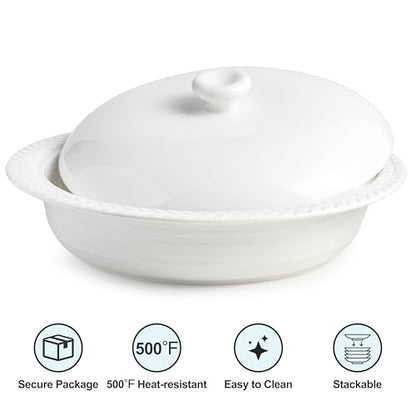 Cormomu Deep Dish Pie Pan with Lid, 11 inch Ceramic Pie Dish, Round Baking Dish for Apple, Quiche, Pot Pies, Tart, etc, Microwave, Dishwasher, and Oven Safe