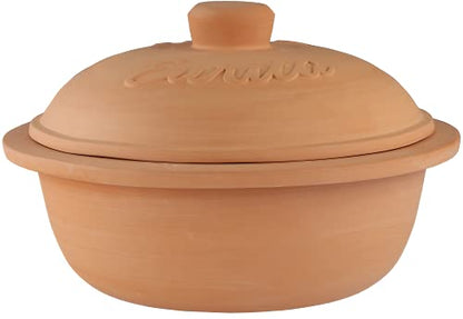 Reston Lloyd Eurita 4 Quart Terracotta Clay Non Stick Dutch Oven – Natural, Lead Cadmium‑Free, Oven & Microwave Safe, Rustic Slow-Cooker Pot Roasting & Casseroles, Healthy cooking with recipe guide