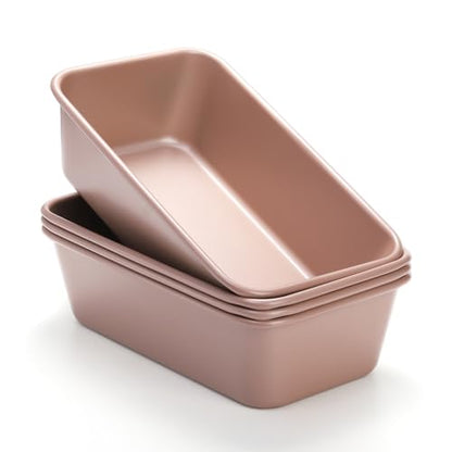 Elsjoy 4 Pack Non-Stick Loaf Pan, 9.5 x 5.5 Inch Champagne Bread Loaf Pans Carbon Steel Bread Tin Set for Baking, Metal Bakeware for Bread, Meatloaf, Cake