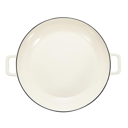 Amazon Basics Enameled Cast Iron - Covered Round Casserole Skillet with Lid, Oven Safe - 500°F, Even Heat Distribution, 3.3-Quart, White