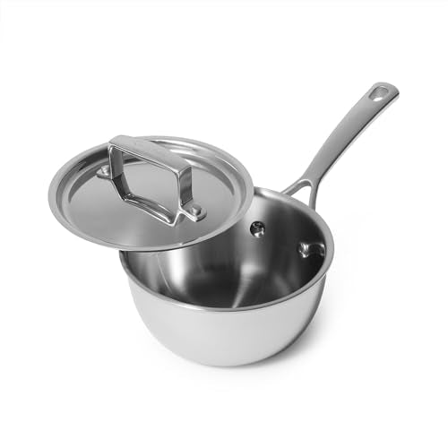 Sur La Table Classic 5-Ply Stainless Steel Saucepan, 5-Ply Construction for Even Heat, Precise Saucing and Everyday Stovetop Cooking