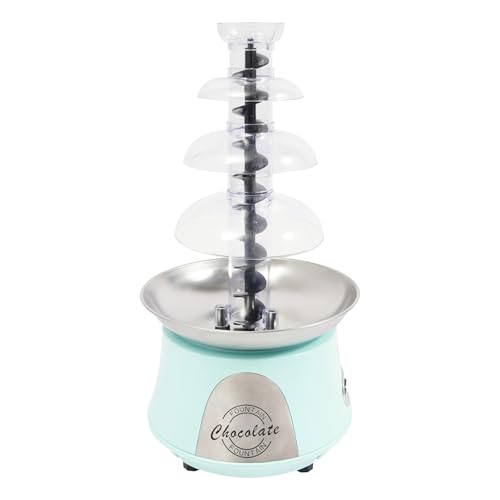 GDIFLS 4-Tier Chocolate Fountains Blue - Commercial Chocolate Melter with Stainless Steel Basin, 110V Party Fondue Fountain for Weddings, Birthdays & Events (Baby Blue, 17" Height) (BABY BLUE)