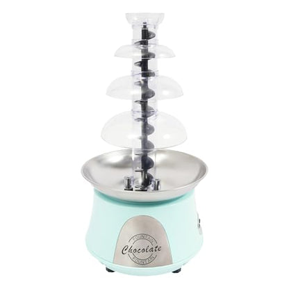 GDIFLS 4-Tier Chocolate Fountains Blue - Commercial Chocolate Melter with Stainless Steel Basin, 110V Party Fondue Fountain for Weddings, Birthdays & Events (Baby Blue, 17" Height) (BABY BLUE)