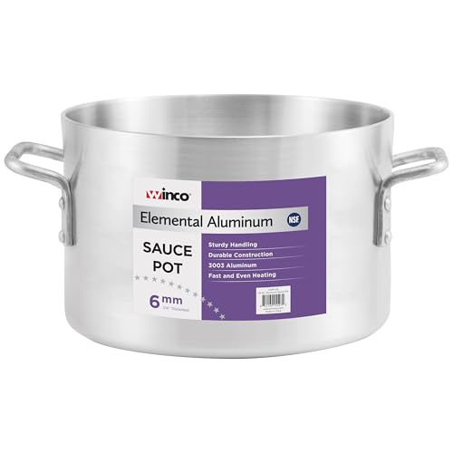 Winco 6.0mm Aluminum Sauce Pot, 14-Quart