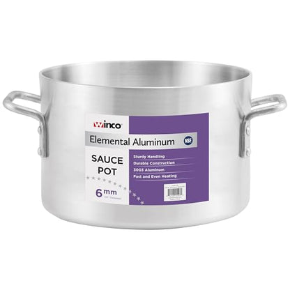Winco 6.0mm Aluminum Sauce Pot, 14-Quart