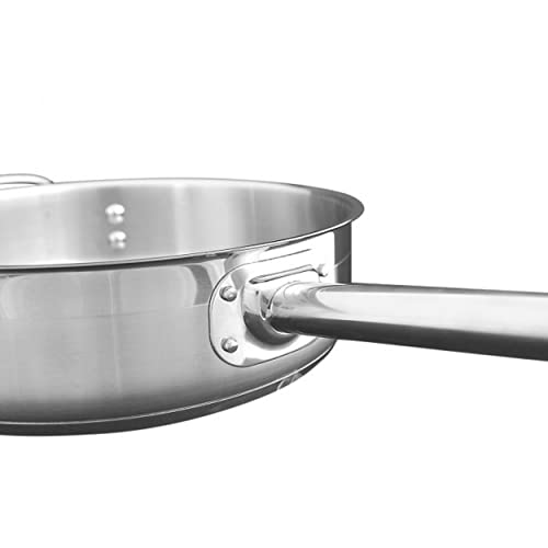 TrueCraftware- 7 Qt. Stainless Steel Sauté Pan with Lid and Welded Hollow Handle - Chef Cooking Pan Egg Pan Fry Omelet Sauté Pans Cookware NSF Certified