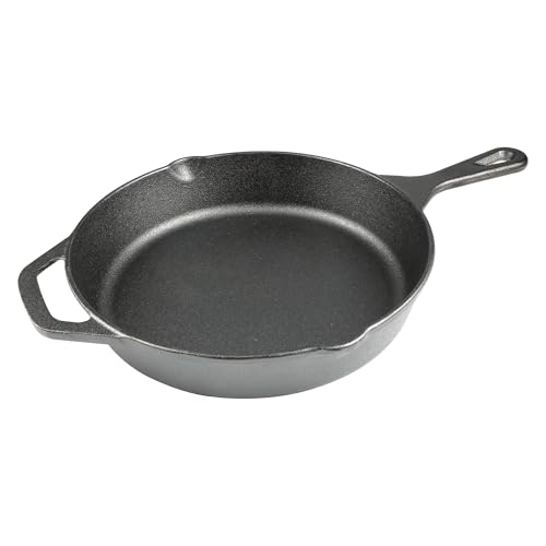 10 Inch Cast Iron Skillet, Pre-Seasoned Frying Pan for Oven, Stovetop, Grill & Campfire, Durable, Non-Toxic, Even-Heating Cookware, Black