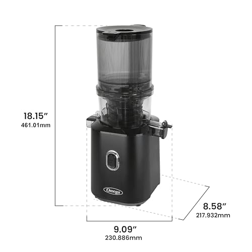 Omega Cold Press Juicer – Slow Masticating Hands Free Juicer Machine for Vegetables and Fruits with Wide Mouth Hopper for Whole Recipe Batch Juicing, Time Saving Series, Easy to Clean, 150-Watt Motor