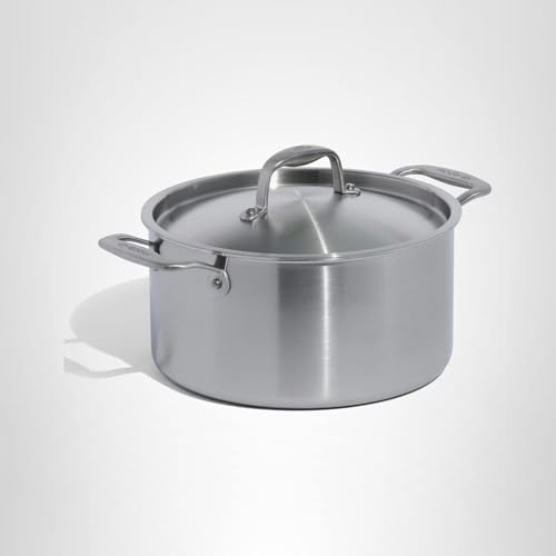 Made In Cookware | 6 Quart Stainless Steel Stock Pot With Lid | 5 Ply Stainless Clad | Professional Cookware | Crafted in Italy | Induction Compatible