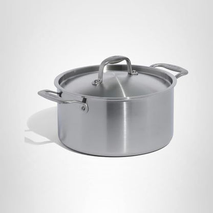 Made In Cookware | 6 Quart Stainless Steel Stock Pot With Lid | 5 Ply Stainless Clad | Professional Cookware | Crafted in Italy | Induction Compatible
