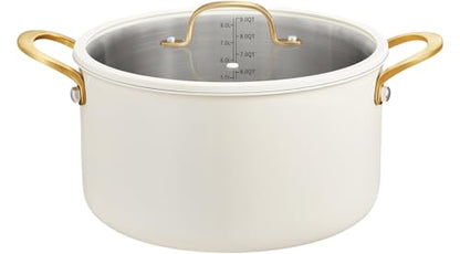 BEZIA 10 Quart Stainless Steel Stock Pot with Lid, Large Soup Pot for Batch Cooking & Entertaining, Induction Ready with See-Through Lid, Dishwasher Safe