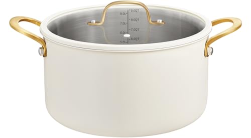 BEZIA 10 Quart Stainless Steel Stock Pot with Lid, Large Soup Pot for Batch Cooking & Entertaining, Induction Ready with See-Through Lid, Dishwasher Safe