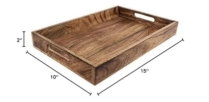 GoCraft Handmade Classic Wooden Tray – Medium 15" Serving Tray for Kitchen, Dining, and Home Use – Elegant Wood Serveware for Food, Drinks, Snacks, Coffee, Tea, Breakfast, Parties & Everyday Use