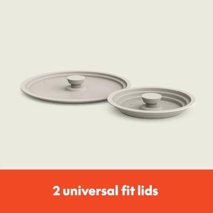 bella 9 Piece Ceramic Nonstick Cookware Set, Fits-anywhere™ Kitchenware w EverGood™ Coating, Dishwasher & Oven Safe, All Stovetops Compatible, Stackable Design, Cool Touch Handles, Oatmilk